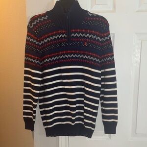 Izod Navy and Red Patterned Sweater